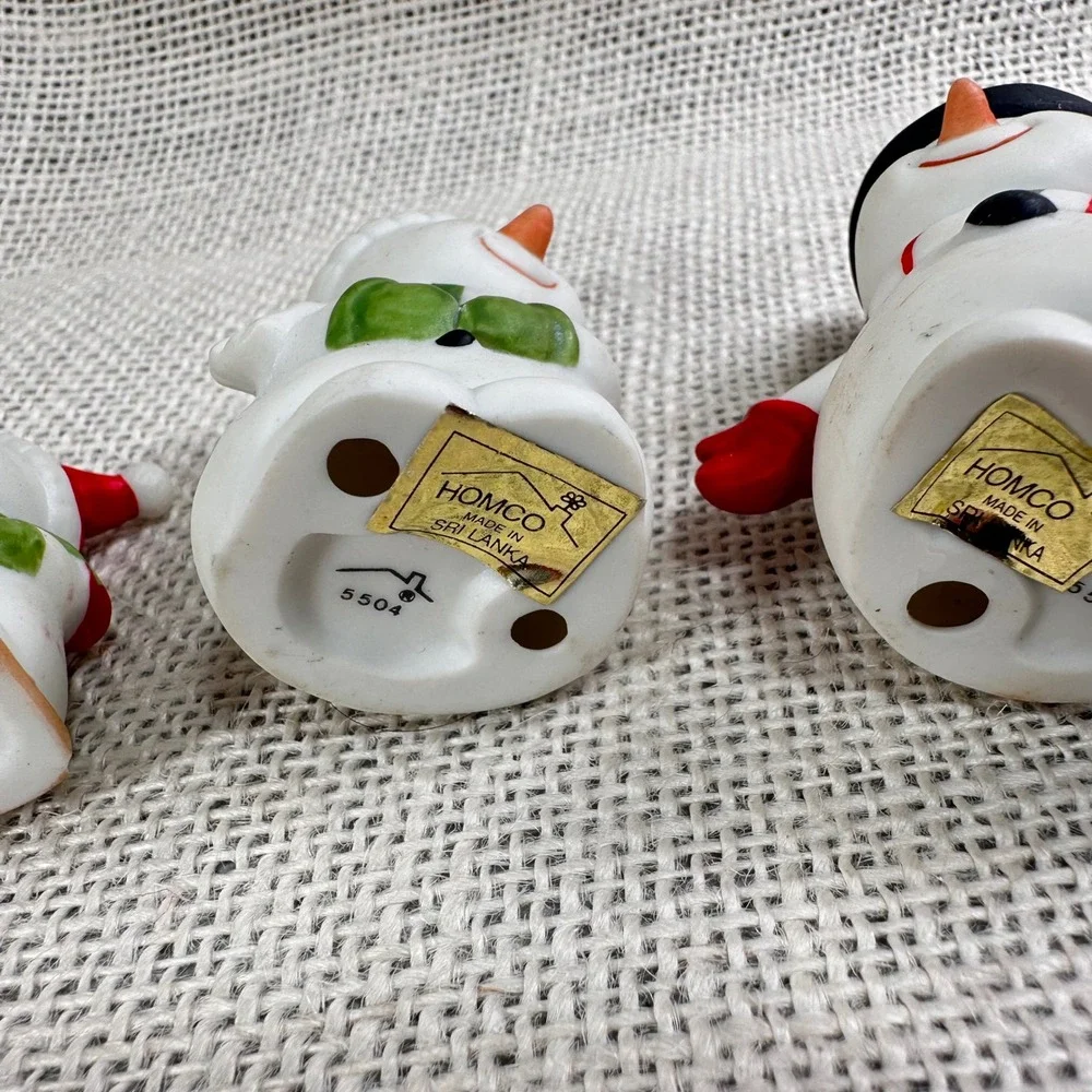 Homco Vintage Porcelain Snowman READ Figurine Set of 4 Christmas Decor 5504